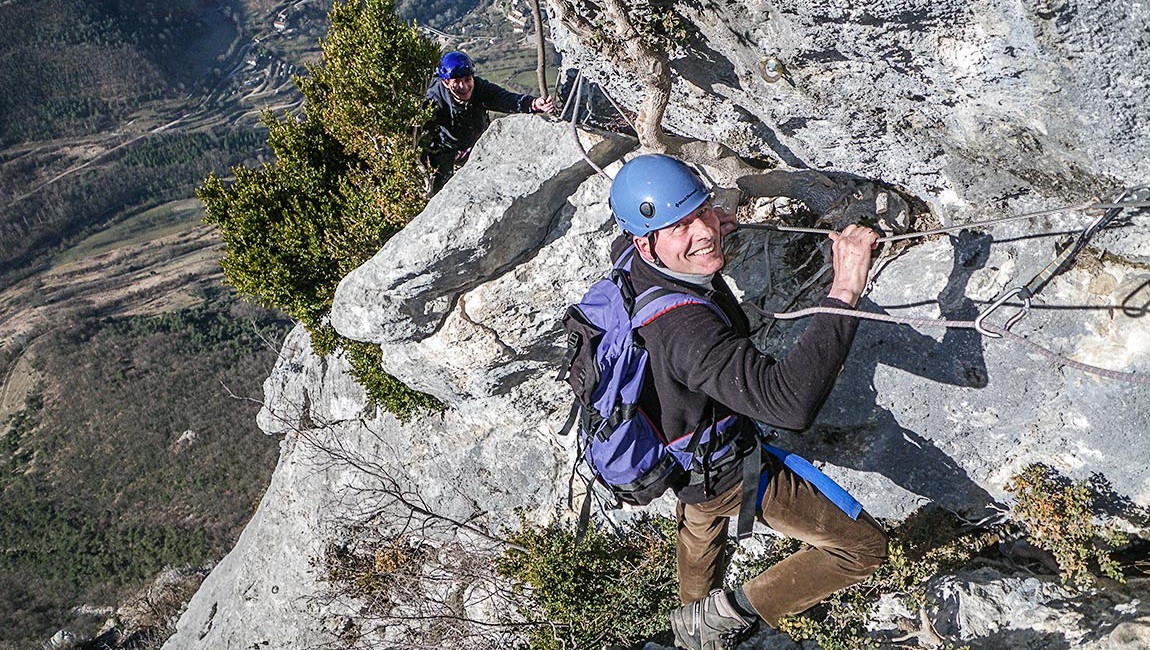 Nicolas, notre précieux voisin dans la via cordata de Daladom sur la falaise de Presles