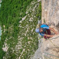 Stéphane dans la "Ula" au Verdon, 6b Stage grandes voies dans le Verdon