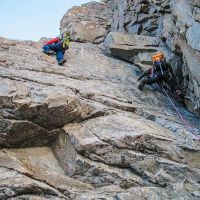 Voie normale de la Meije, la dalle des Autrichiens Alpinisme dans les Ecrins