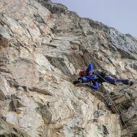 Face nord de la Meije, Bernard à l'ouverture de La directe des Potes Alpinisme