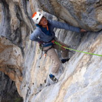 Promenade de santé pour Violaine dans la longueur dure de Pat Bras, 7a+, avril 2020