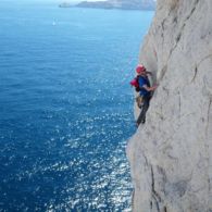 Michel durant un stage grandes voies dans les Calanques