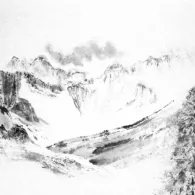 Beauté du froid, 2925 Peinture à l'encre, paysage d'hiver